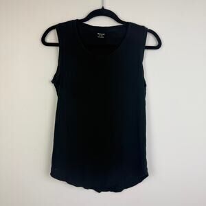 Madewell Womens Round Neck Lightweight Casual Cotton Black Tank Top Shirt XS